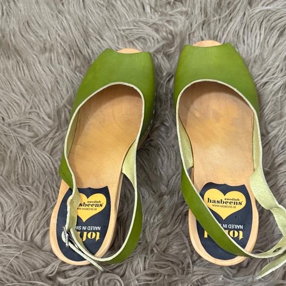 Swedish Hasbeens Olive Green Slingback Clogs size 8.5 - Picture 5 of 12